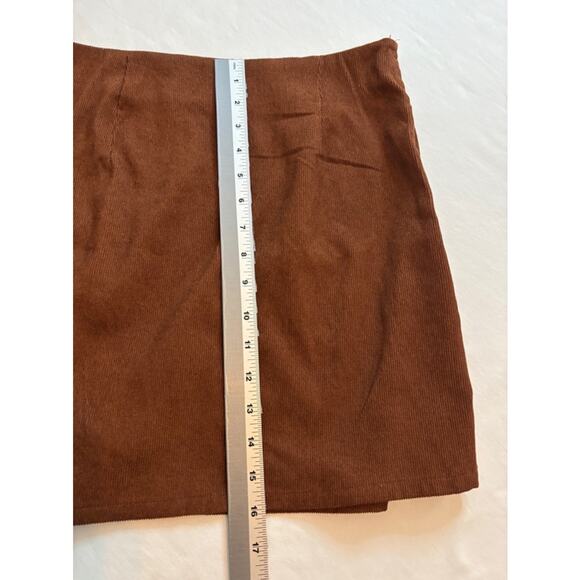 SHEIN Med 90's Y2K Festival Sexy Brown Straight Pencil Corduroy Soft Mini Skirt - Picture 6 of 7